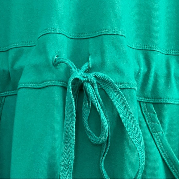 Lole Tunic Shirt Dress Mini Green V Neck Draw String Waist Short Sleeve - Picture 8 of 13